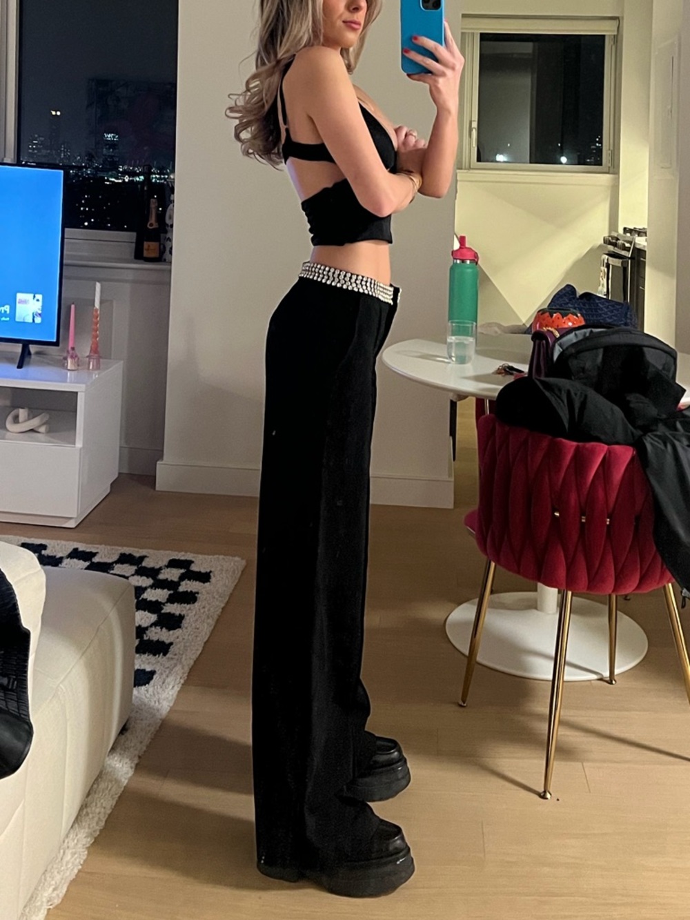 Nasty Gal Black Tailored Trousers with Branded Waist Label